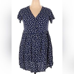 Navy Floral Button Down Dress